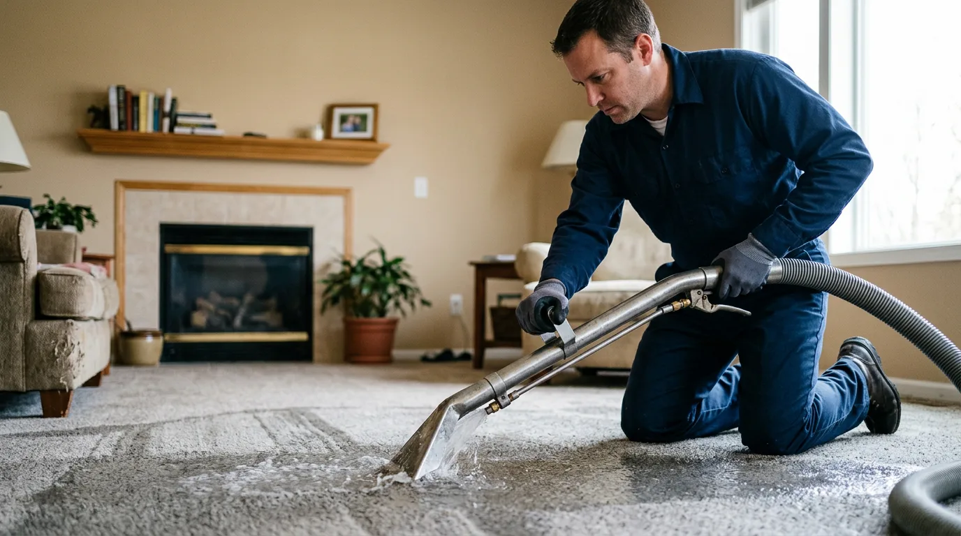 Water damage restoration technician working near Douglassville, PA